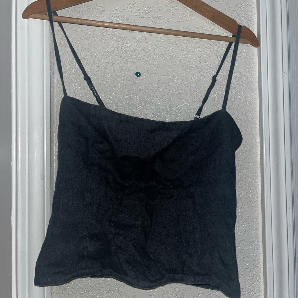 Reformation Orion Linen Top in Slate Gray